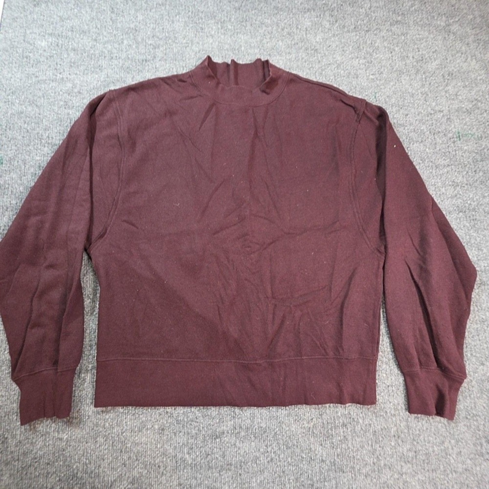 Alo Yoga Sweatshirt Womens Medium Red Mock Neck Fleece Pullover Logo Casual
